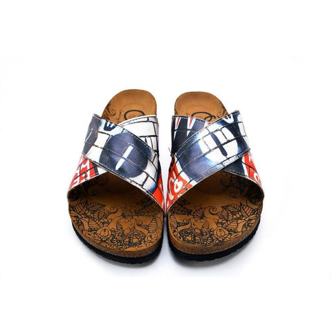 Black, Red, White and Wall Decoy Patterned Sandal - CAL1110