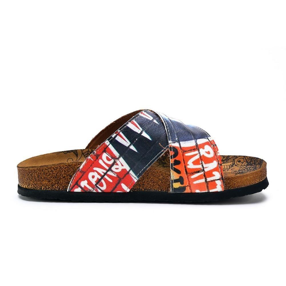 Black, Red, White and Wall Decoy Patterned Sandal - CAL1110