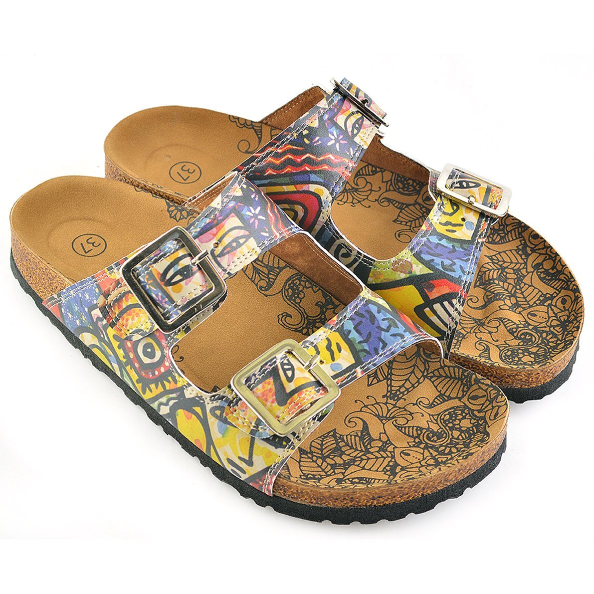 Colored Art Table Patterned Sandal - CAL206 Colored Art Table Patterned Sandal - CAL206