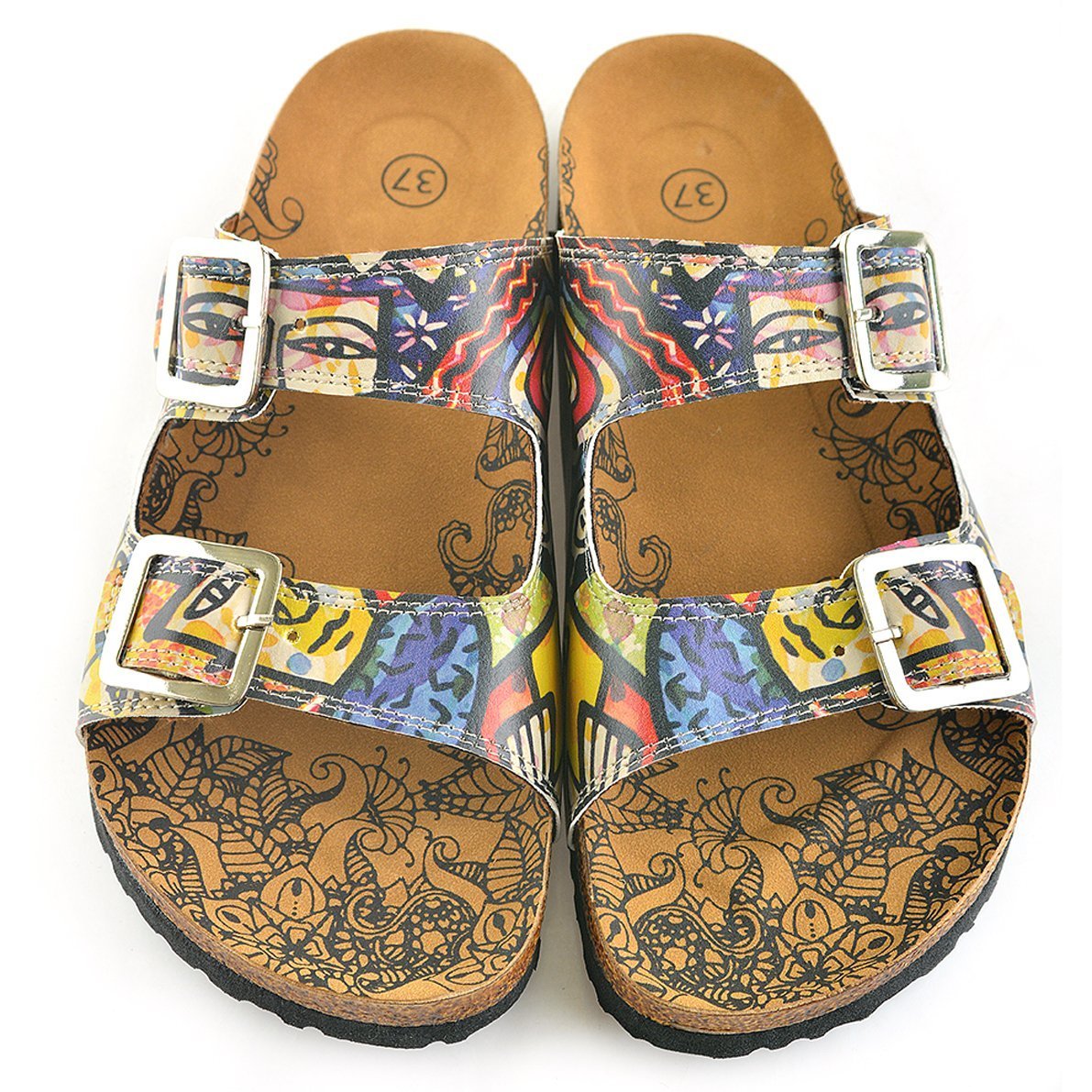Colored Art Table Patterned Sandal - CAL206 Colored Art Table Patterned Sandal - CAL206