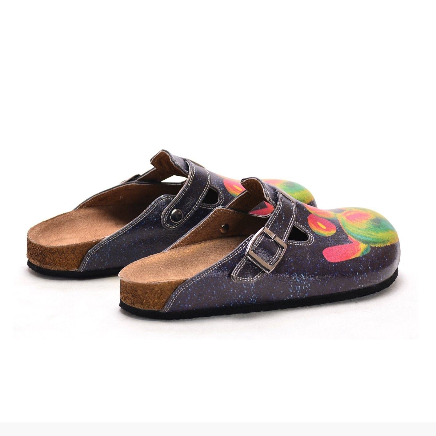 Black and White Light and Heart Rainbow, Love Written Patterned Clogs - CAL303 Black and White Light and Heart Rainbow, Love Written Patterned Clogs - CAL303