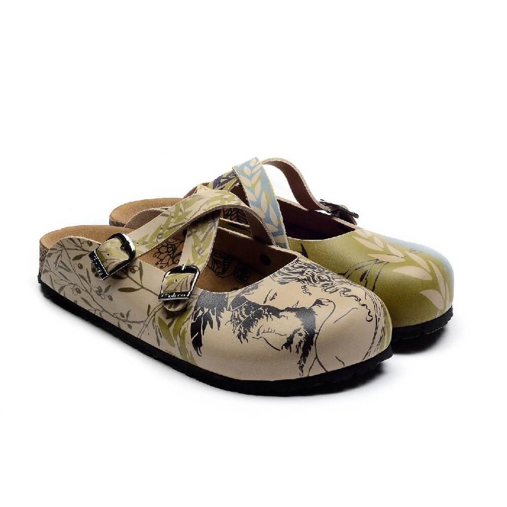 Beige & Green Man & Woman Clogs - CAL3208 Beige & Green Man & Woman Clogs - CAL3208