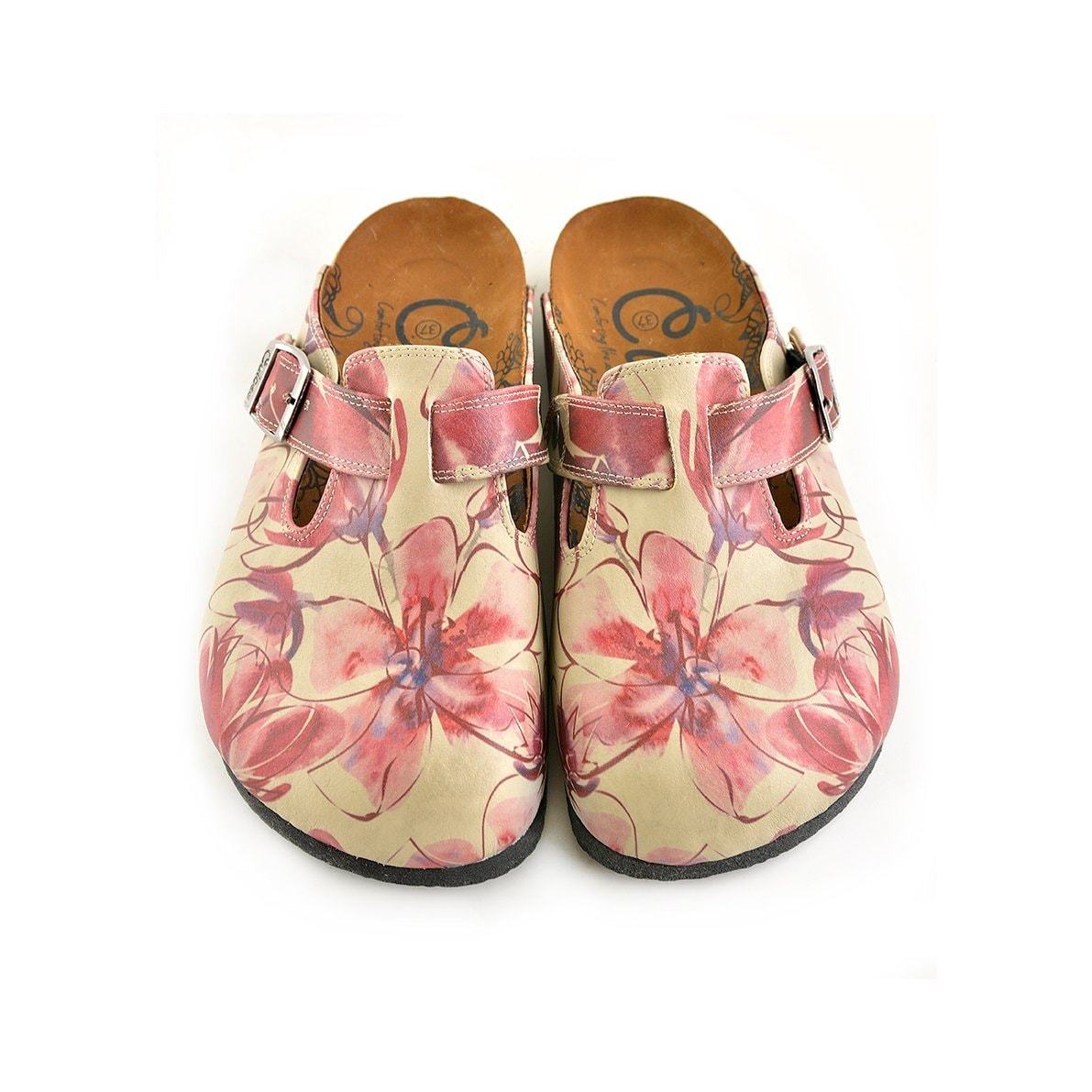 Red Colored and Flowers Patterned Clogs - CAL348 Red Colored and Flowers Patterned Clogs - CAL348