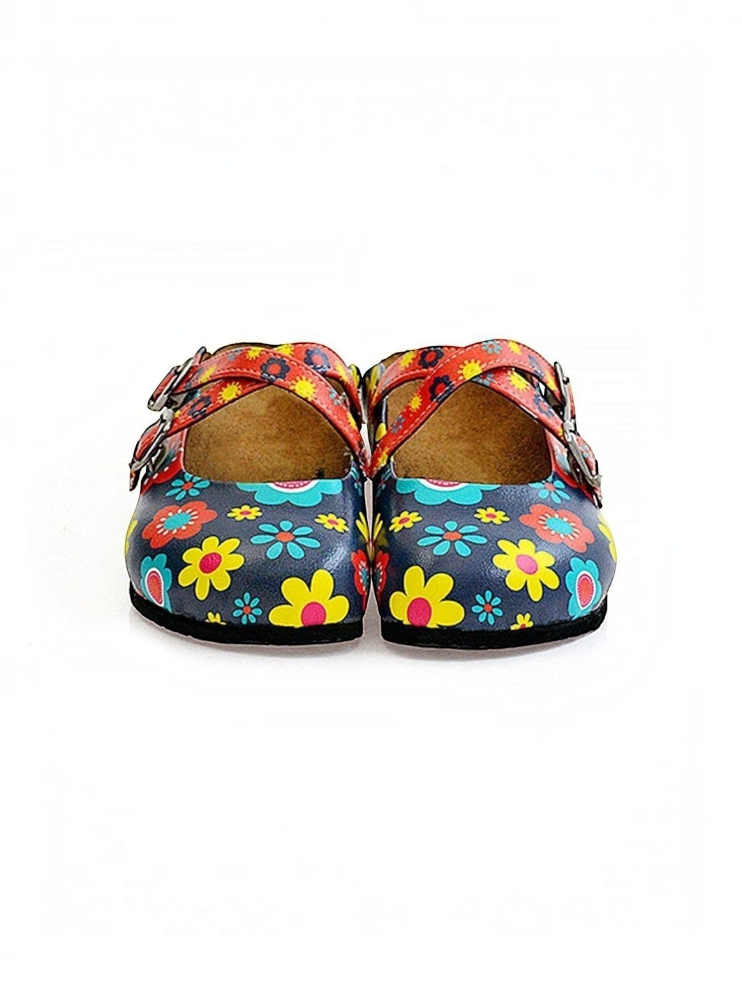 Blue and Colorful Flowers Patterned Clogs - WCAL129