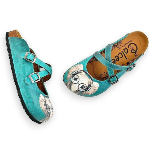 Blue Colored Pattern and Grey Elephant Patterned Clogs - WCAL140