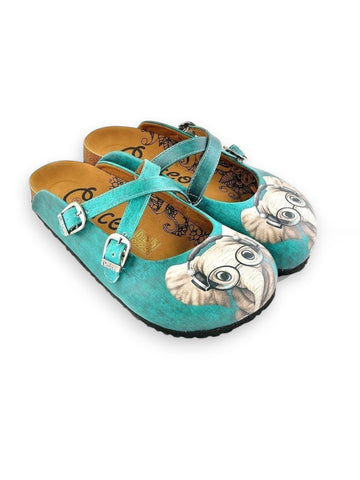 Blue Colored Pattern and Grey Elephant Patterned Clogs - WCAL140