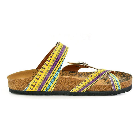 Yellow and Purple, Blue Geometric Bead Design Sandal - CAL1001