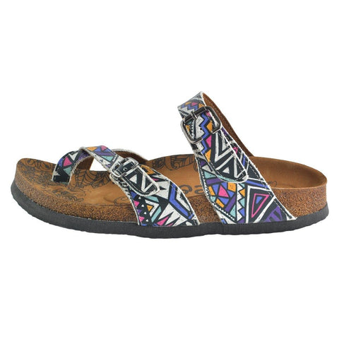 Colored Sandal With Triangular and Square Pattern Sandal - CAL1006