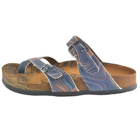Colors and Wavy, Dark Blue Pattern Sandal - CAL1008