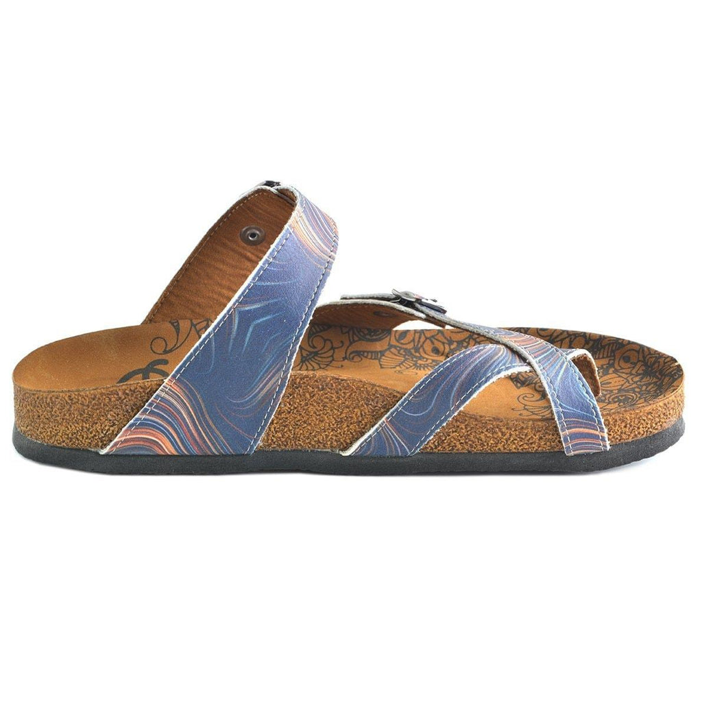 Colors and Wavy, Dark Blue Pattern Sandal - CAL1008