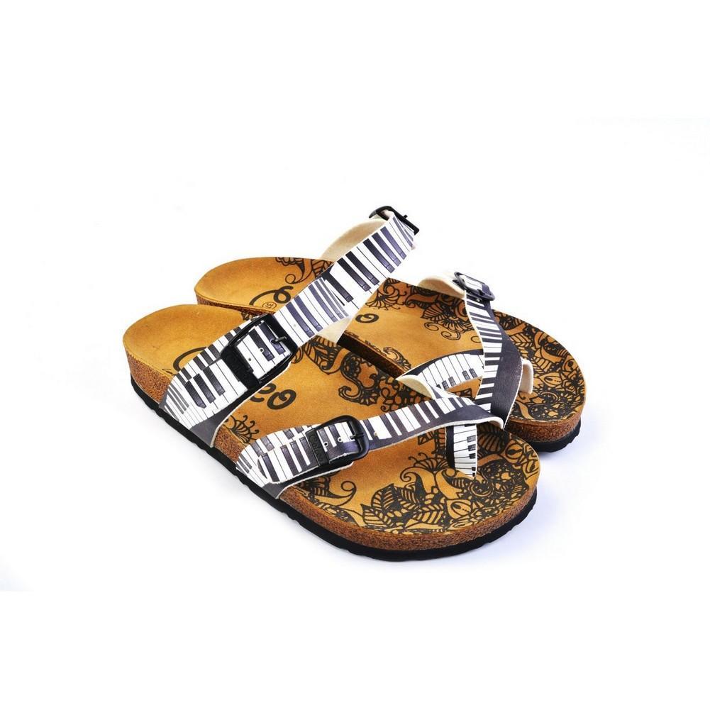 Black and White, Piano Pattern Sandal - CAL1010