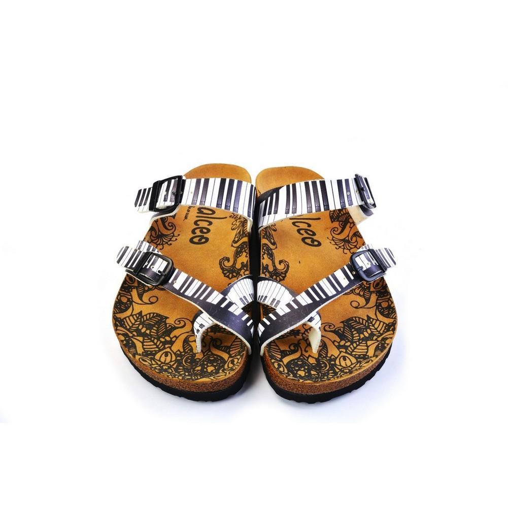Black and White, Piano Pattern Sandal - CAL1010