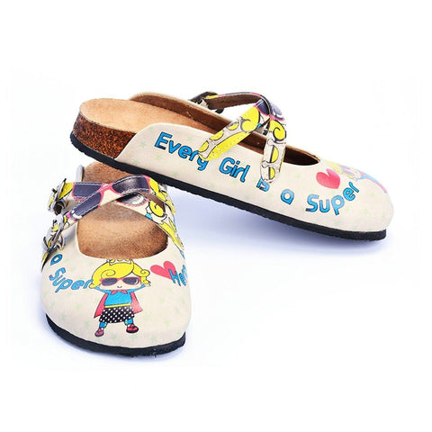 Super Hero Girl With Sunglasses and Star, Heart Shaped Clogs - CAL104