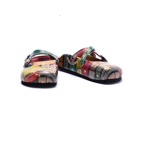 Colored Suitcase and Summer Written Patterned Clogs - CAL106