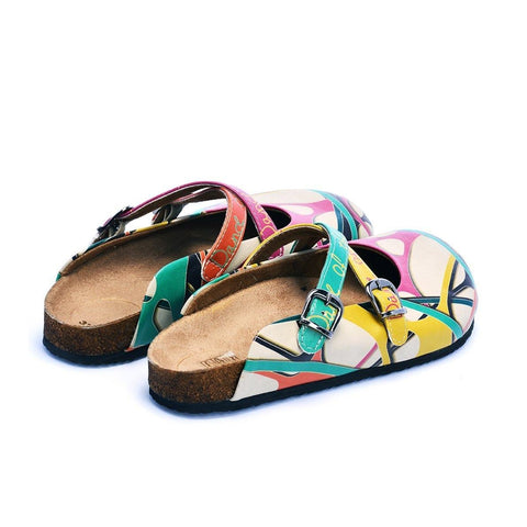 Colorful and Moving Shapes, Dance of the Color Written Patterned Clogs - CAL108