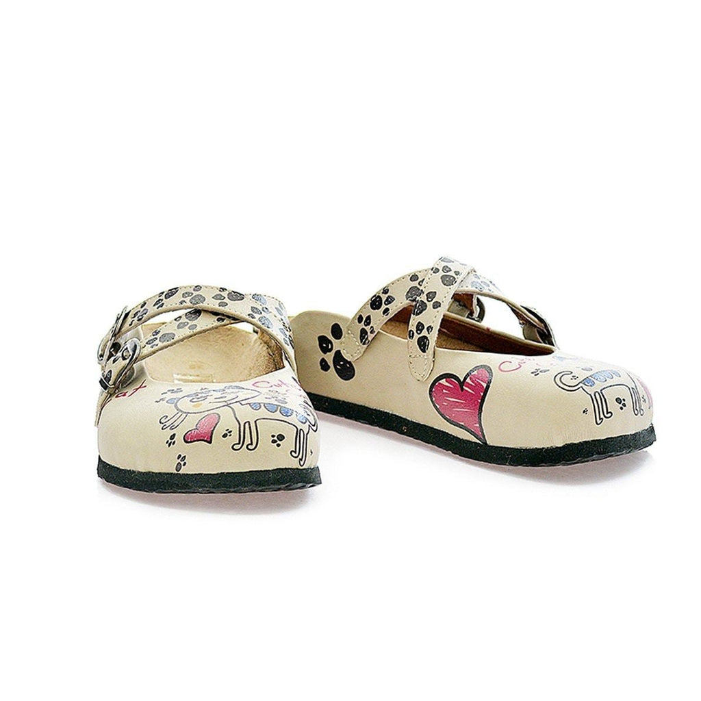 Blue, Pink, Black, Pussy and Hearted Charming Cat Patterned Clogs - CAL109