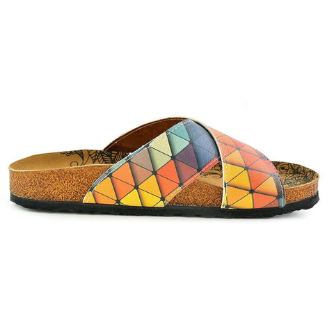 Geometric Pattern in Red and Blue Tones Sandal - CAL1104