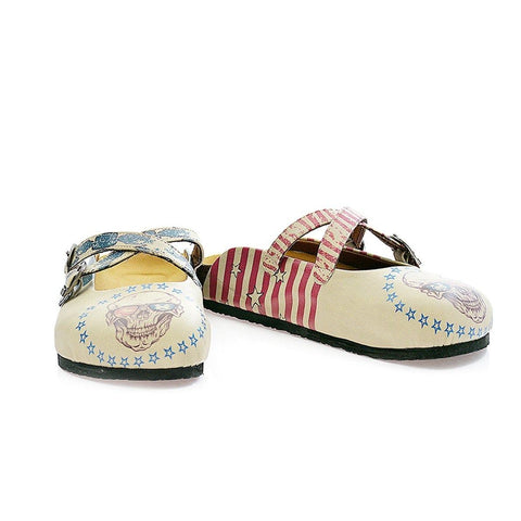 Dry Head With Glasses and American Flagged, Blue, Red Patterned Clogs - CAL112