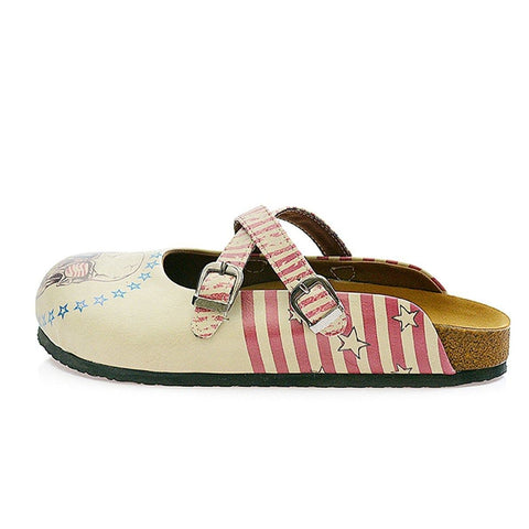 Dry Head With Glasses and American Flagged, Blue, Red Patterned Clogs - CAL112