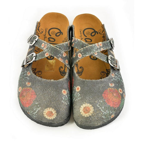 Red and White Flowers, Stork Patterned Clogs - CAL1201