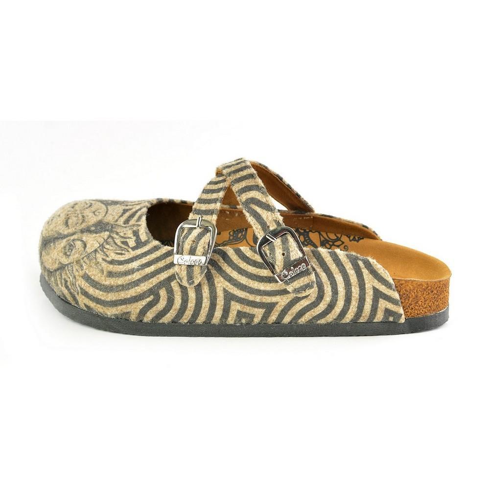 Black and White, Zebra Patterned, Sun and Moon Clogs - CAL1202