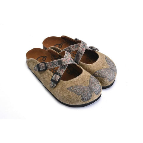 Colored Mixed Patterned Brown and Butterfly Clogs - CAL1203