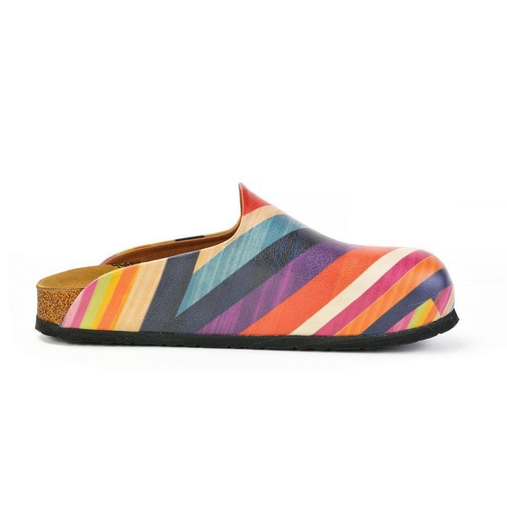 Orange, Pink and Chevron, Colored Patterned Clogs - CAL1401