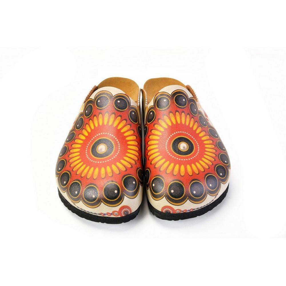 Red, Orange, Black, Yellow and Bead Pattern Clogs - CAL1402