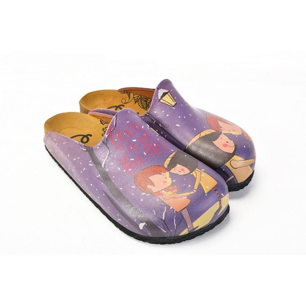 Men and Women Love, Snow Drops and Love is in the Air Written Patterned Clogs - CAL1404