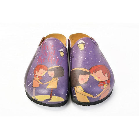 Men and Women Love, Snow Drops and Love is in the Air Written Patterned Clogs - CAL1404