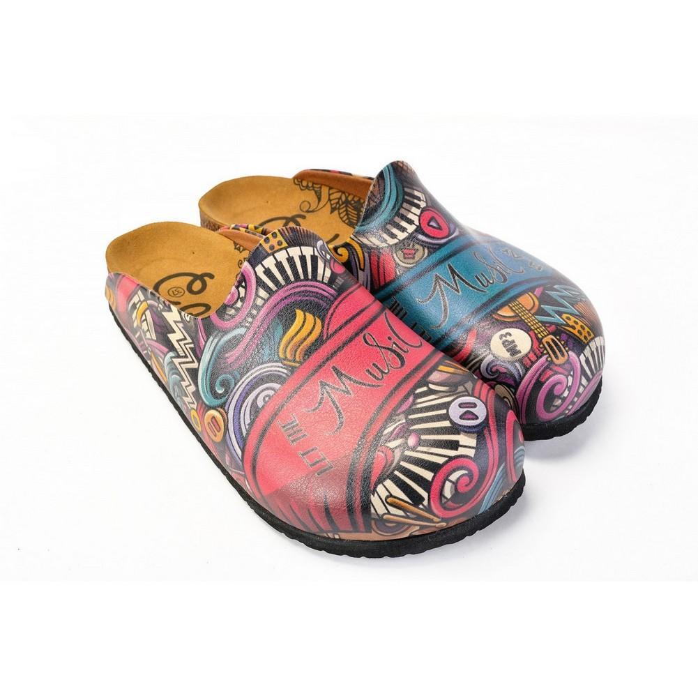 Purple and Blue Mixed Music Notes, Let the Music Written Patterned Clogs - CAL1406