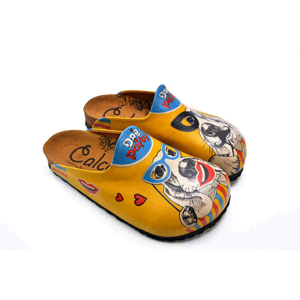 Yellow & Blue 'Dog Party' Clogs  -  CAL1412