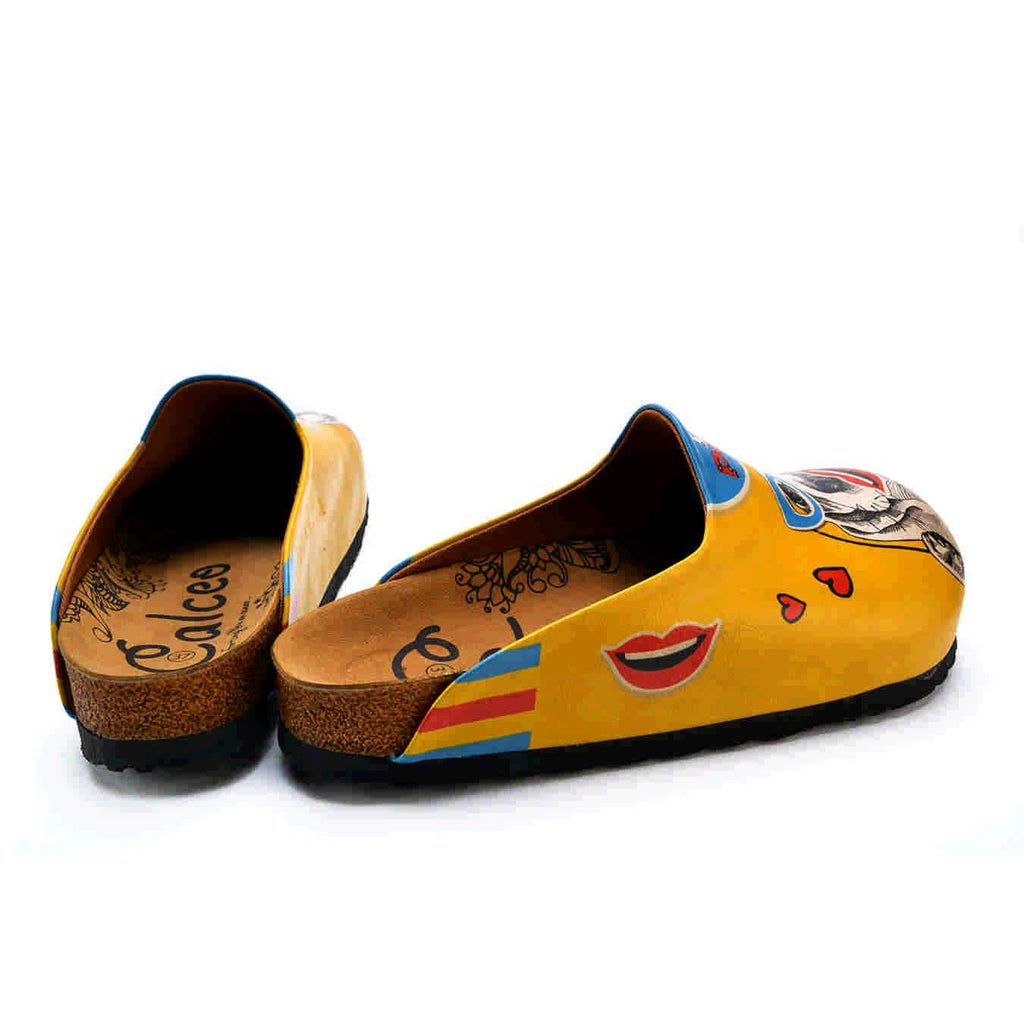 Yellow & Blue 'Dog Party' Clogs  -  CAL1412