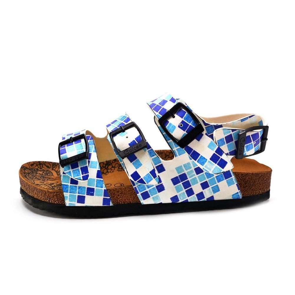 Blue, Dark Blue and Light Blue Color Square Patterned Clogs - CAL1903