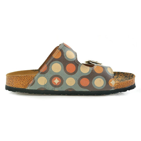 Blue, Yellow, Orange, Red Color Round Patterned Sandal - CAL201