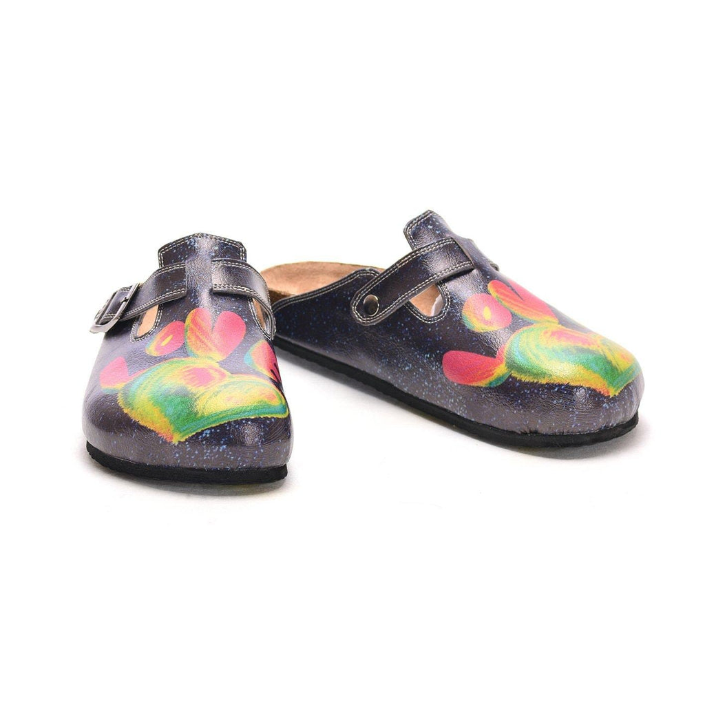 Black and White Light and Heart Rainbow, Love Written Patterned Clogs - CAL303