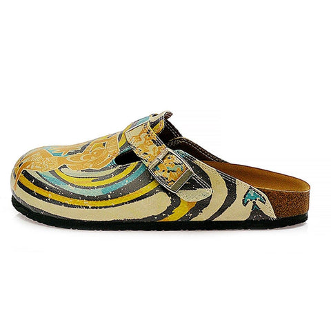 Blue, Yellow and Tropicak Girl Patterned Clogs - CAL314