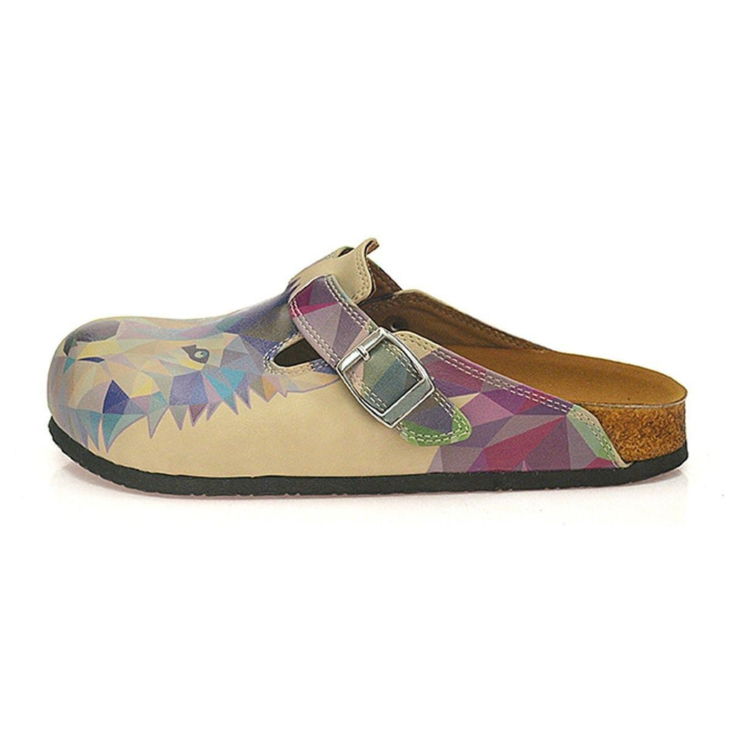Beige Colored, Blue, Purple, Green Lion and Purple, Dark Blue Wolf Patterned Clogs - CAL335