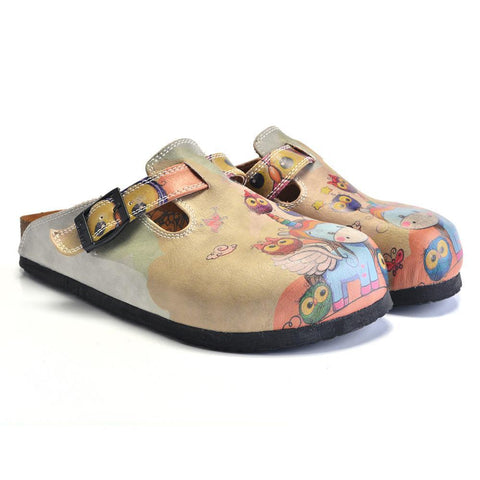 Colored Owls and Rainbow Winged Unicorn Patterned Clogs - CAL360