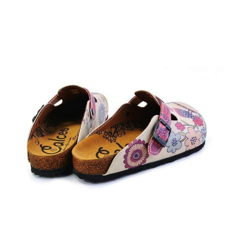 Pink, Blue, Red Flowers Pattern and Red Birds, White and Pink Love Written Owl Patterned Clogs - CAL374