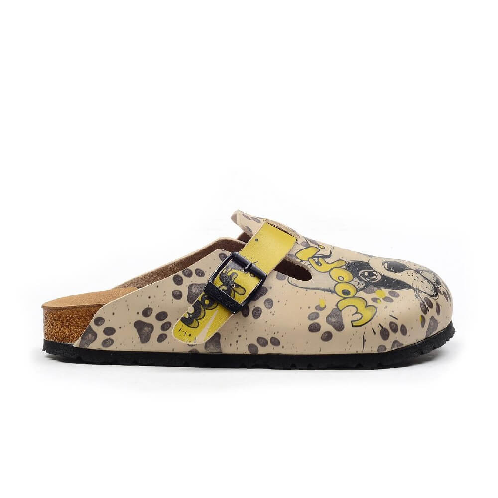 Beige & Yellow Buckle-Accent Puppy 'Woof' Clogs – CAL392