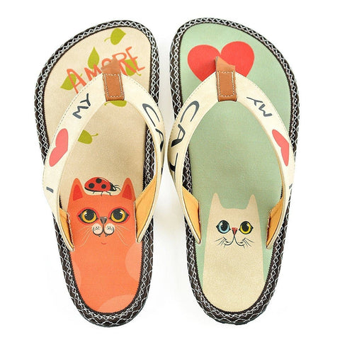 Mint & Coral I Love My Cat Flip-Flop CAL402