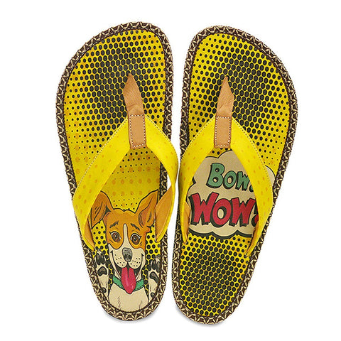 Yellow Cartoon Puppy Flip-Flop CAL404