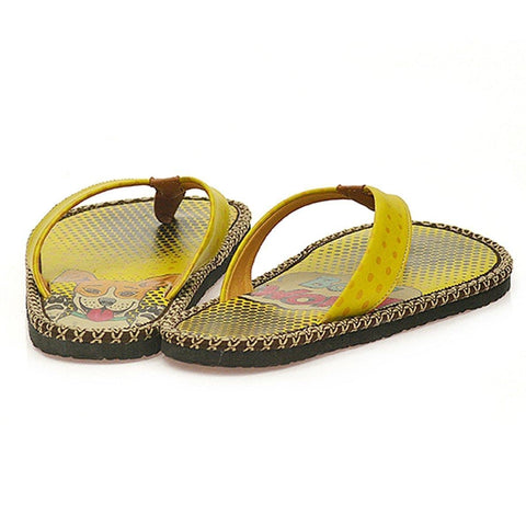 Yellow Cartoon Puppy Flip-Flop CAL404