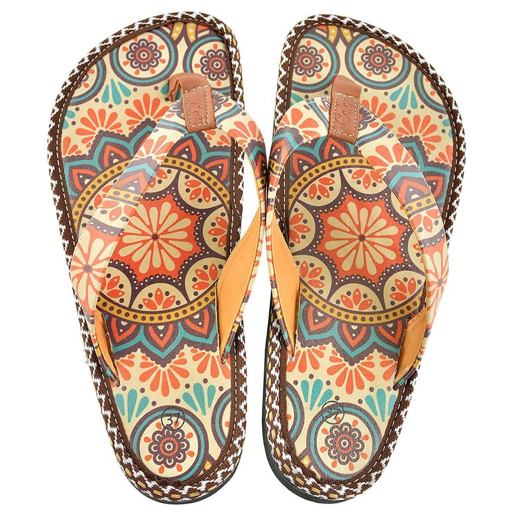 Brown & Red Arabesque Flip-Flop CAL415, Goby, CALCEO Flip-Flop 