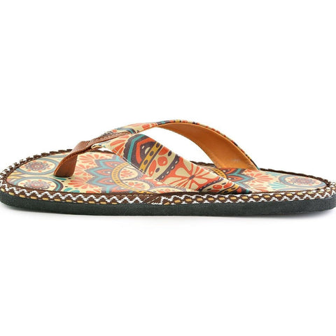 Brown & Red Arabesque Flip-Flop CAL415, Goby, CALCEO Flip-Flop 