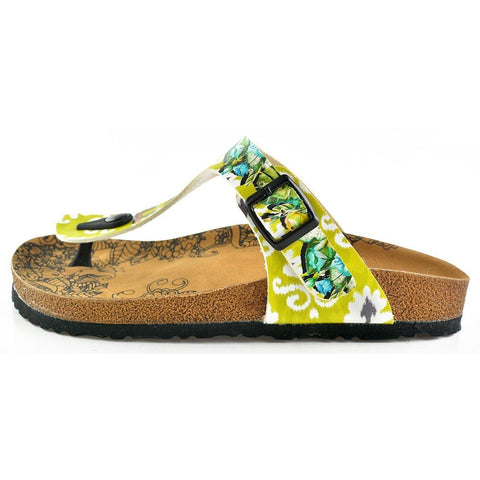 Escape to Jungle Written, Green Colored Black Monkey Patterned Sandal - CAL508