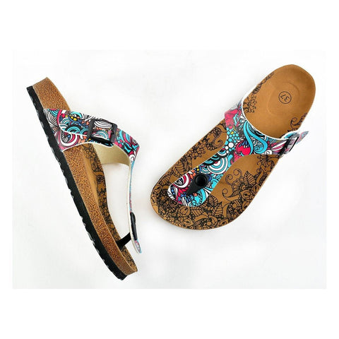 Blue and Purple Sea Wavy, Patterned Mixed Sandal - CAL511
