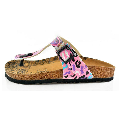 Pink and Purple Colored Leopard Patterned Sandal - CAL513