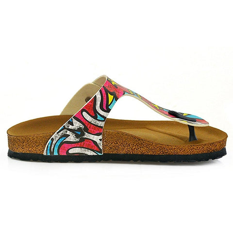 Red, Blue, Yellow Geometric Patterned Sandal - CAL515